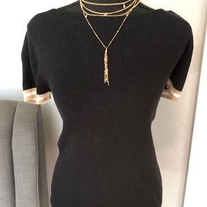 Ribbed boatneck short sleeve top